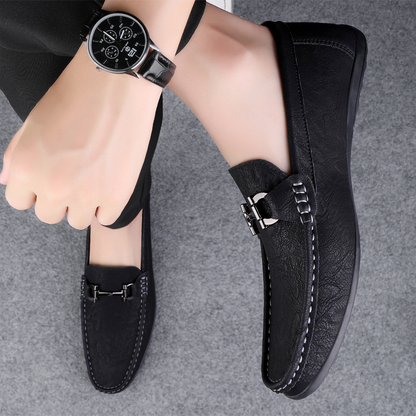 Herren Mokassin-Schuhe ⎜ Komfortable Slip-On Schuhe aus hochwertigem Leder mit eleganter Schnalle