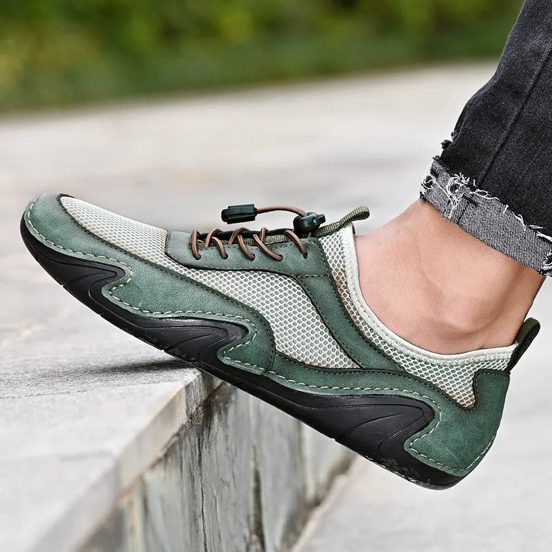 Herren Sportschuhe ⎜ Leichte Freizeit-Schuhe aus Leder mit atmungsaktivem Mesh für Komfort und Bewegung