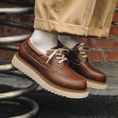 Herren Schnürschuhe ⎜ Robuste Leder-Schuhe im Retro-Stil für Freizeit und Alltag