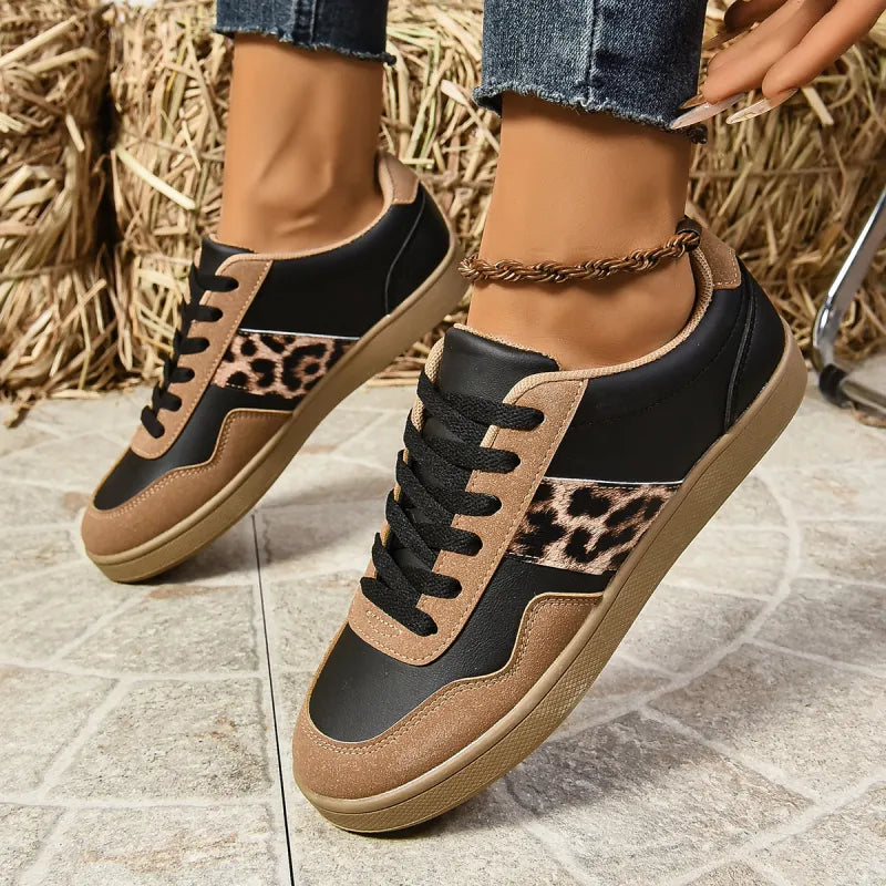Damen Sneakers ⎜ Bequeme Schuhe mit Leopardenmuster und rutschfester Sohle für den Alltag