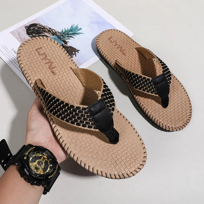 Herren Zehentrenner für den Sommer ⎜ Bequeme Strand-Sandalen mit Rutschfester Sohle und Netzdesign