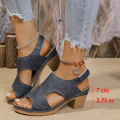 High Heel Sandalen für Damen ⎜ Komfortable Peeptoe-Schuhe mit dickem Absatz und modischem Design