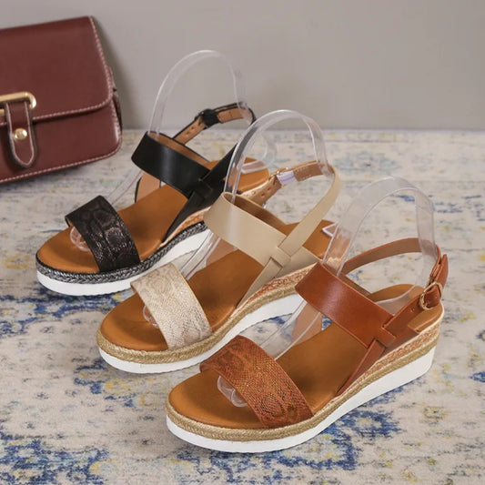 Keilsandalen für Damen ⎜ Bequeme Sommerschuhe mit Breiten Riemen und Weicher Sohle für Sicheren Halt