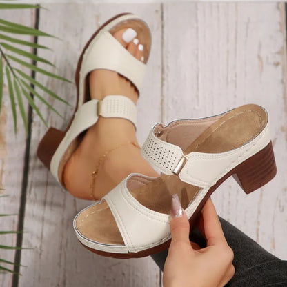 High-Heel-Sandalen für Damen ⎜ Bequeme Freizeitschuhe mit Dicker Sohle und Rutschfestem Blockabsatz für Den Sommer