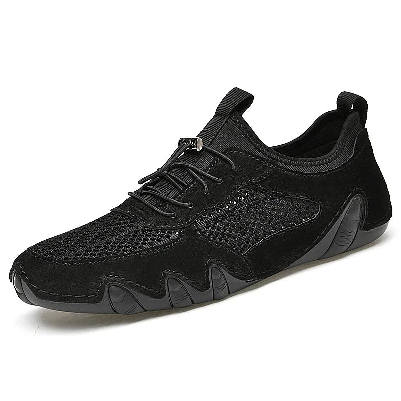 Atmungsaktive Herren Slipper ⎜ Bequeme Freizeitschuhe aus Leder für Alltag und Fahrten
