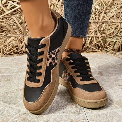 Damen Sneakers ⎜ Bequeme Schuhe mit Leopardenmuster und rutschfester Sohle für den Alltag