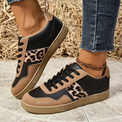 Damen Sneakers ⎜ Bequeme Schuhe mit Leopardenmuster und rutschfester Sohle für den Alltag
