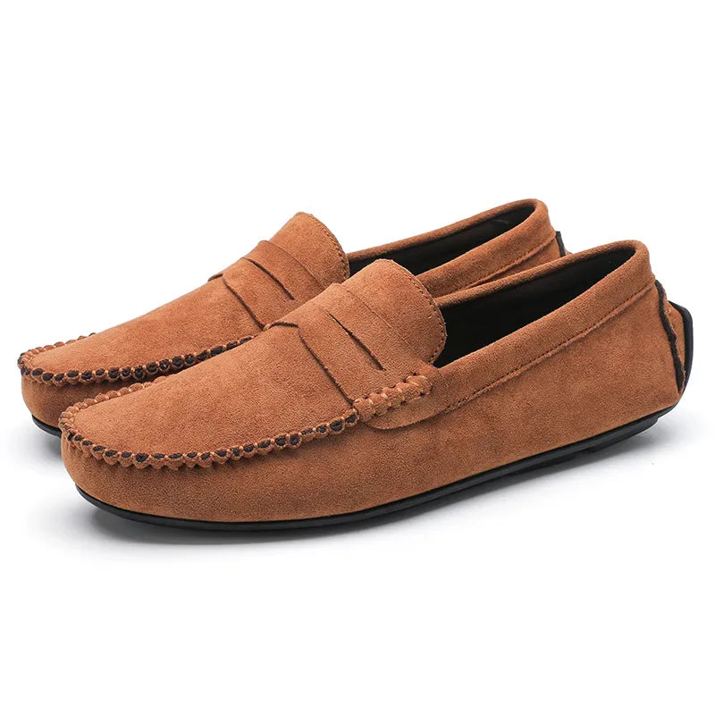 Handgenähte Herren Mokassins ⎜ Bequeme Schuhe aus Samt-Leder für Alltag und Freizeit