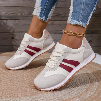 Damen Sneakers ⎜ Modische Schuhe mit Kontraststreifen und bequemer Sohle für Alltag und Freizeit
