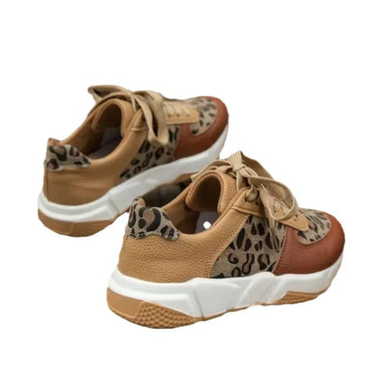 Damen Sneakers ⎜ Bequeme Schnürschuhe mit Camouflage-Muster und dickem Sohlenprofil für den Alltag