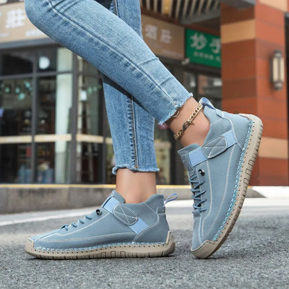 Sportliche Sneaker für Damen ⎜ Bequeme High-Top Schuhe mit Velcro-Verschluss und genähtem Design