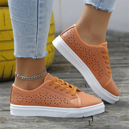 Flache Sneaker für Damen ⎜ Bequeme Schuhe mit Durchbrochenem Design für den Sommer und Freizeit