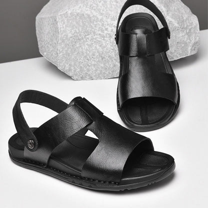 Herren Sandalen ⎜ Bequeme Leder-Schuhe im Römischen Stil mit verstellbarem Riemen für den Sommer