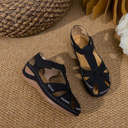 Damen Casual-Sandalen ⎜ Rutschfest mit Weicher Leichtsohle und Retro-Design für Alltag & Freizeit