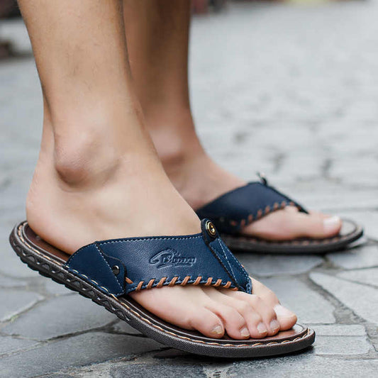 Herren Zehentrenner für den Sommer ⎜ Bequeme Sandalen aus Leder mit rutschfester Sohle und stylishen Details
