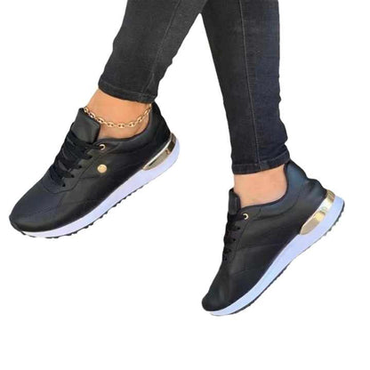 Damen Sneakers ⎜ Bequeme Schnürschuhe mit dicker Sohle und modischen Akzenten für den Alltag