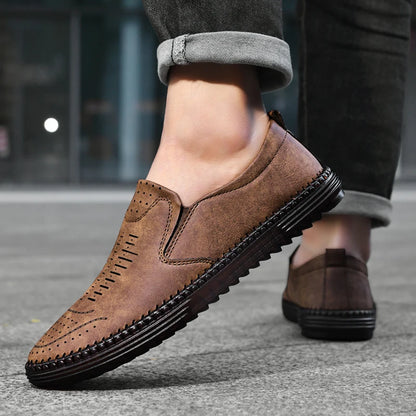 Herren Slip-On Schuhe ⎜ Bequeme Freizeit-Schuhe aus hochwertigem Leder für den Alltag
