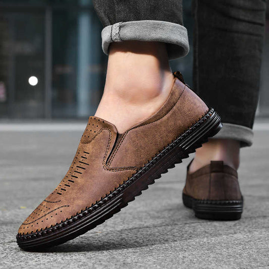 Herren Slip-On Schuhe ⎜ Bequeme Freizeit-Schuhe aus hochwertigem Leder für den Alltag