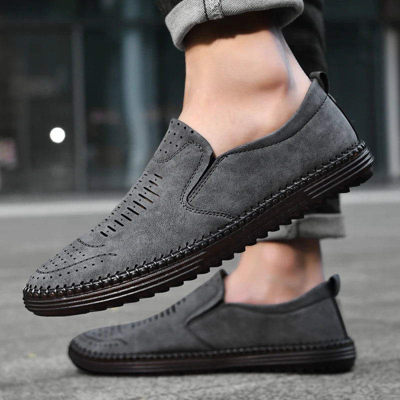 Herren Slip-On Schuhe ⎜ Bequeme Freizeit-Schuhe aus hochwertigem Leder für den Alltag