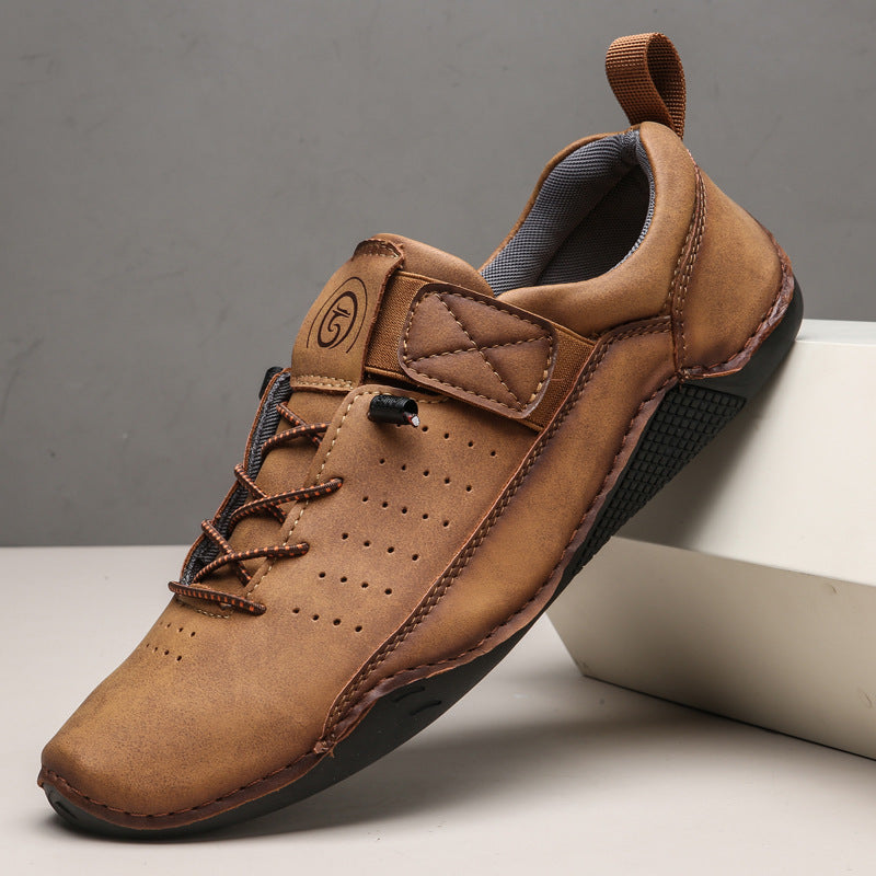 Handgenähte Herren Freizeitschuhe ⎜ Bequeme Retro-Sneakers aus Leder für den Alltag