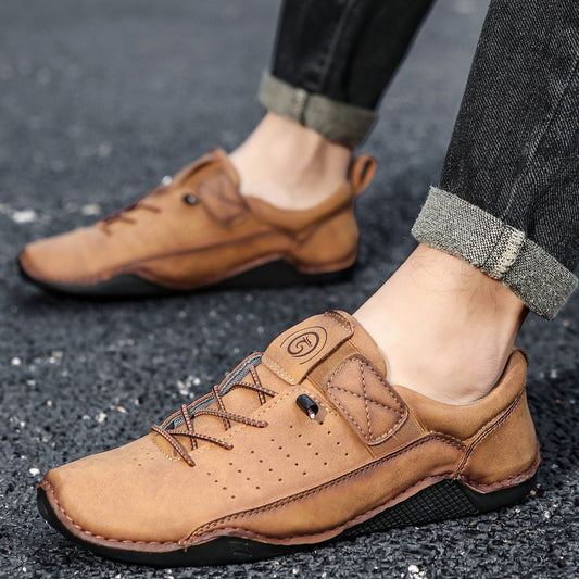 Handgenähte Herren Freizeitschuhe ⎜ Bequeme Retro-Sneakers aus Leder für den Alltag