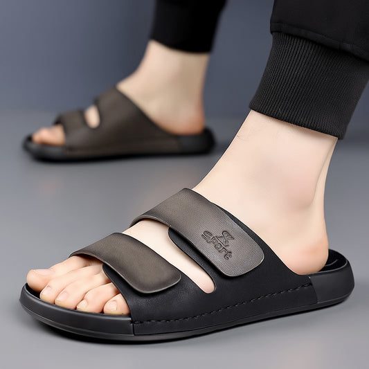 Outdoor Slipper für Herren ⎜ Rutschfeste, verstellbare Freizeitschuhe mit Farbdetails