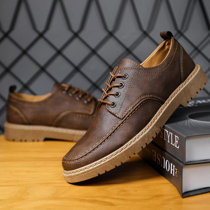 Herren Schnürschuhe ⎜ Robuste Leder-Schuhe im Casual-Stil für Freizeit und Alltag
