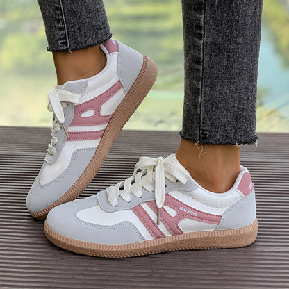 Damen Retro Sneaker ⎜ Bequeme Schnürschuhe mit Kontrastfarben und strapazierfähiger Sohle