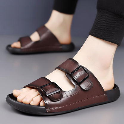 Outdoor Slipper für Herren ⎜ Rutschfeste, verstellbare Freizeitschuhe mit Farbdetails