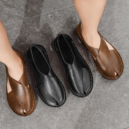 Ledersandalen für Herren ⎜ Bequeme Ein-Pedal-Strandschuhe aus atmungsaktivem Echtleder
