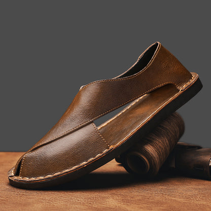 Ledersandalen für Herren ⎜ Bequeme Ein-Pedal-Strandschuhe aus atmungsaktivem Echtleder