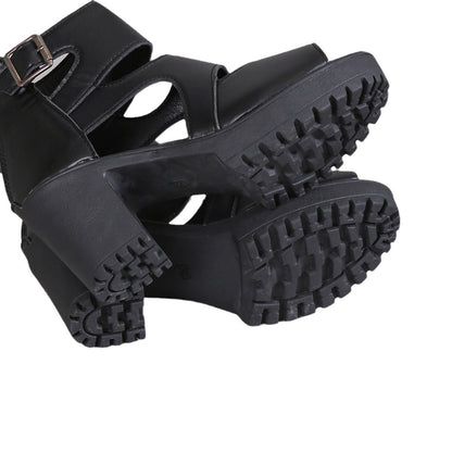 High Heel Sandalen für Damen ⎜ Modische Plateauschuhe mit Blockabsatz und Cut-Out-Design für Party & Alltag