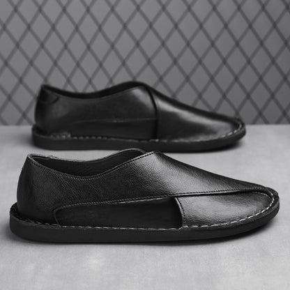 Ledersandalen für Herren ⎜ Bequeme Ein-Pedal-Strandschuhe aus atmungsaktivem Echtleder