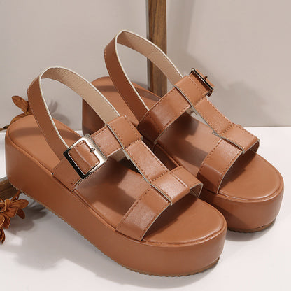 Damen Plateau Sandalen ⎜ Modische Schuhe mit verstellbarem Riemen und bequemem Tragekomfort