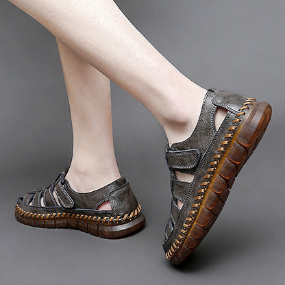 Herren Sandalen ⎜ Bequeme Leder-Schuhe im Retro-Design mit verstellbarem Riemen für den Sommer