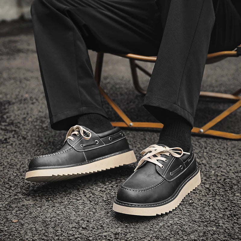 Herren Schnürschuhe ⎜ Robuste Leder-Schuhe im Retro-Stil für Freizeit und Alltag