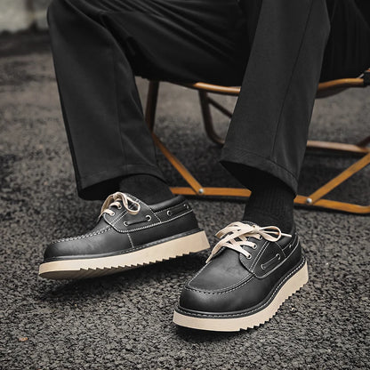 Herren Schnürschuhe ⎜ Robuste Leder-Schuhe im Retro-Stil für Freizeit und Alltag