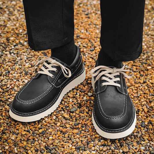 Herren Schnürschuhe ⎜ Robuste Leder-Schuhe im Retro-Stil für Freizeit und Alltag
