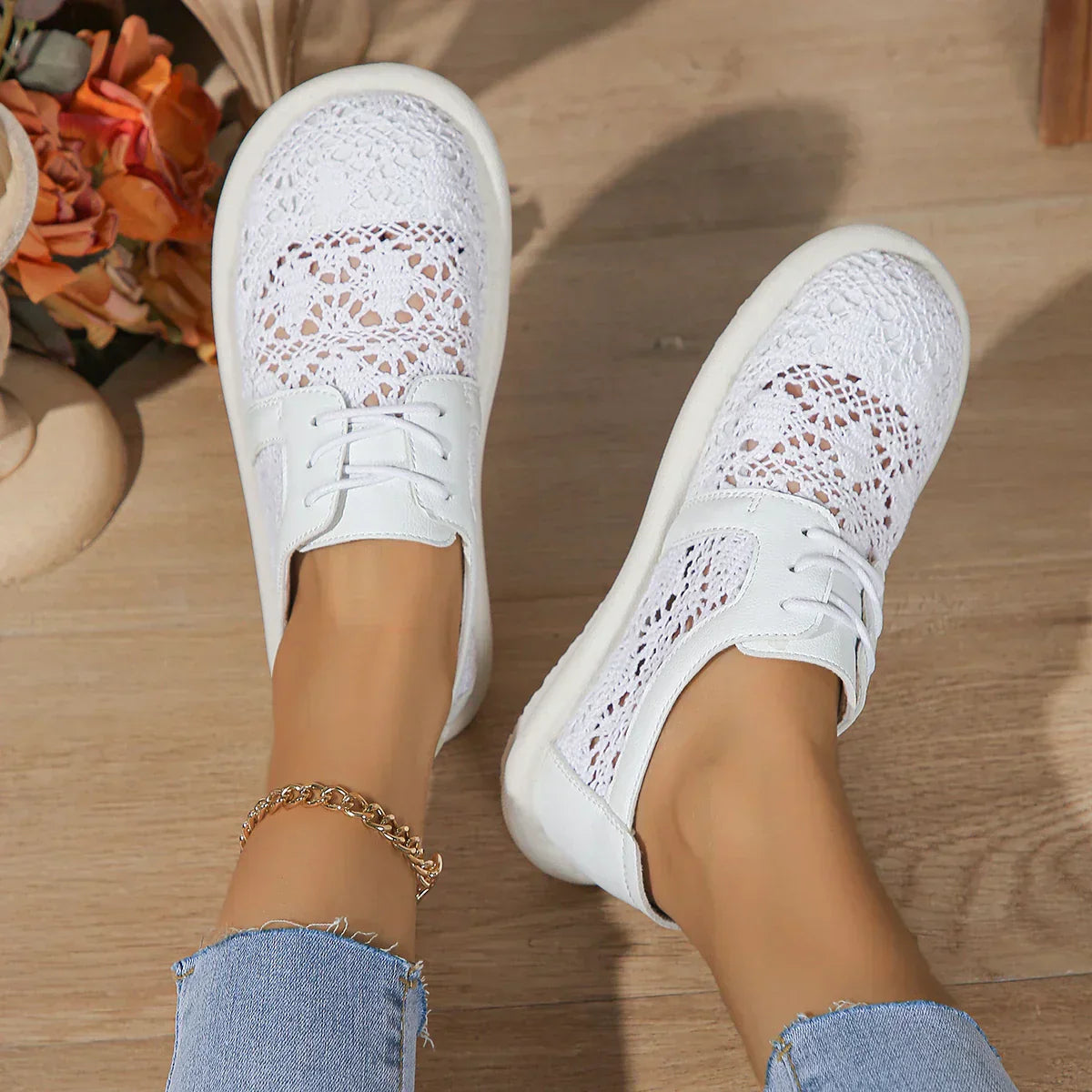 Sneaker für Damen ⎜ Bequeme Flats mit atmungsaktivem Mesh und komfortabler Sohle