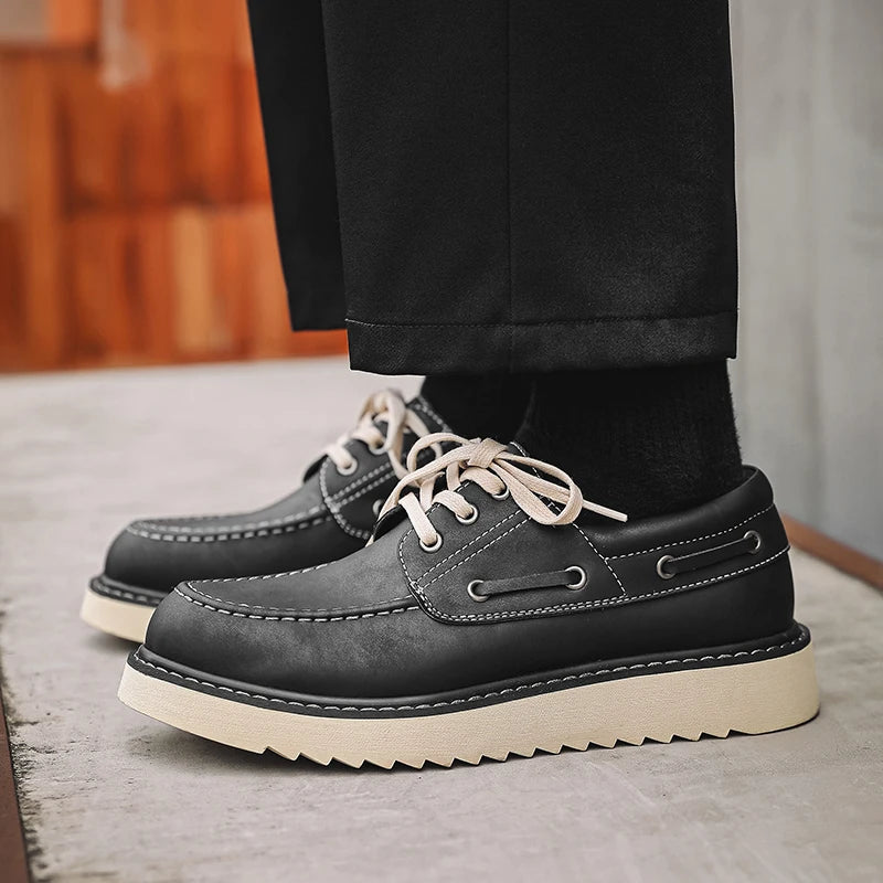 Herren Schnürschuhe ⎜ Robuste Leder-Schuhe im Retro-Stil für Freizeit und Alltag