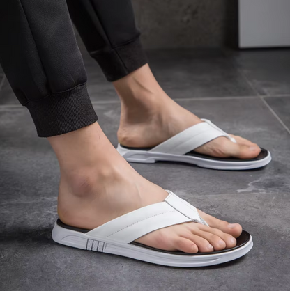 Herren Flip-Flops für den Sommer ⎜ Bequeme Leder-Sandalen für Strand und Freizeit