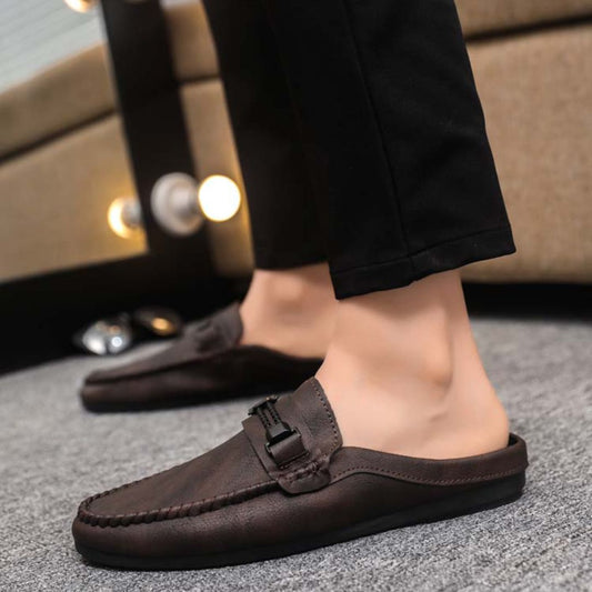 Herren Mokassins für den Sommer ⎜ Bequeme Slipper aus Leder mit Verstellbarem Riemen und Rutschfester Sohle