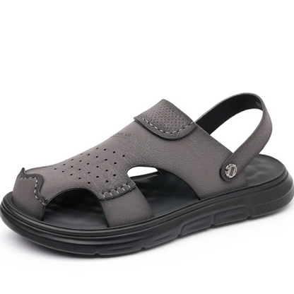Herren Sandalen ⎜ Bequeme Leder-Schuhe mit verstellbarem Riemen und rutschfester Sohle für den Sommer