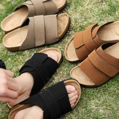 Herren Sandalen ⎜ Bequeme Kork-Ledersandalen mit verstellbaren Riemen für den Sommer