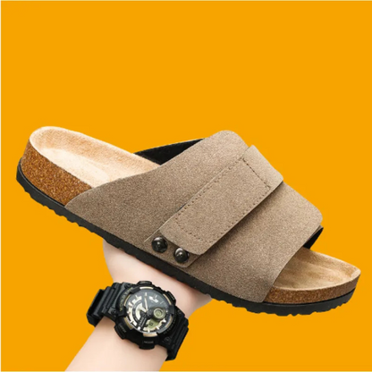 Herren Sandalen ⎜ Bequeme Kork-Ledersandalen mit verstellbaren Riemen für den Sommer
