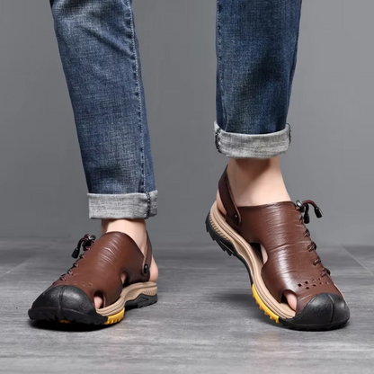 Herren Sandalen ⎜ Bequeme Leder-Schuhe in Übergröße für den Sommer und Outdoor-Aktivitäten