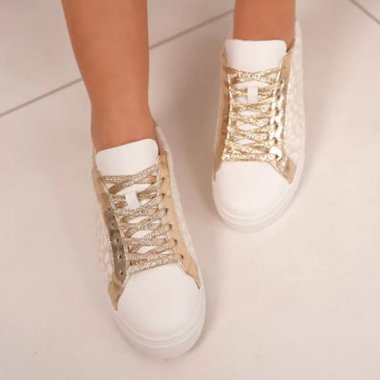 Sneaker für Damen ⎜ Bequeme Schuhe mit Leoprint und Metallic-Akzenten für Alltag und Stil