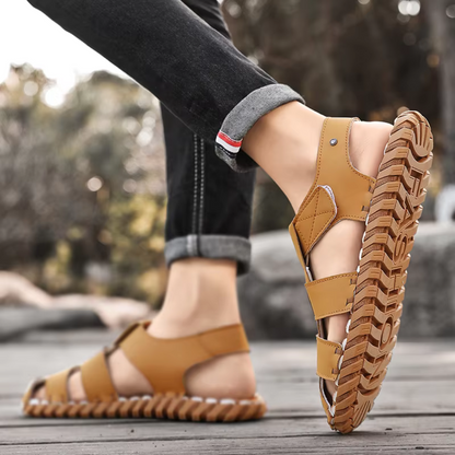 Herren Sandalen ⎜ Bequeme Leder-Schuhe mit atmungsaktivem Design für den Sommer