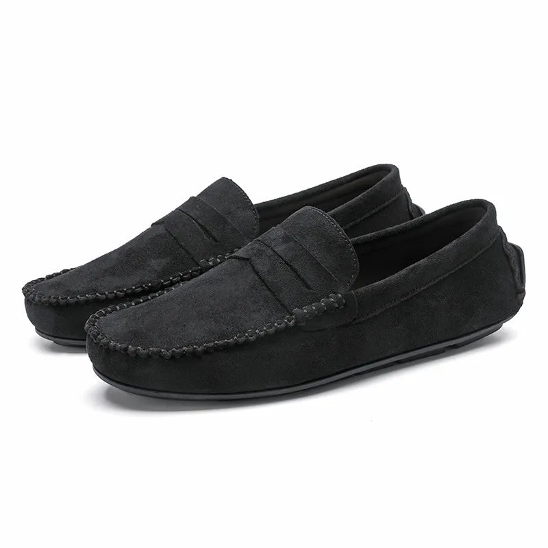 Handgenähte Herren Mokassins ⎜ Bequeme Schuhe aus Samt-Leder für Alltag und Freizeit