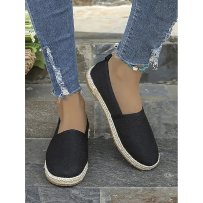 Espadrilles für Damen ⎜ Bequeme Slip-On Schuhe mit Jute-Sohle und klassischem Denim-Design